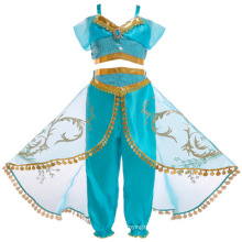 Girls Jasmine Dress Up Kids Halloween Christmas Princess Aladdin Jasmine Costume For Children Belly Dance Dress